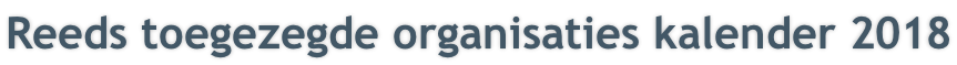 Reeds toegezegde organisaties kalender 2018